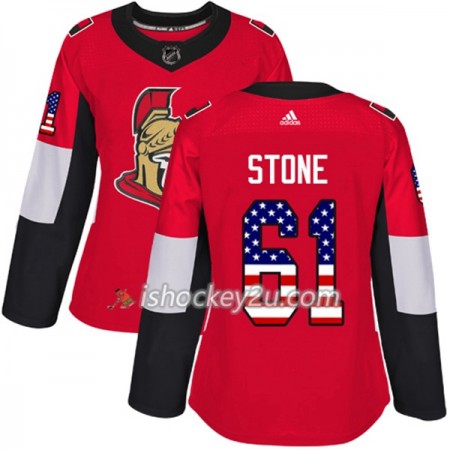 Dame NHL Ottawa Senators Trøje Mark Stone 61 Adidas 2017-2018 Rød USA Flag Fashion Authentic